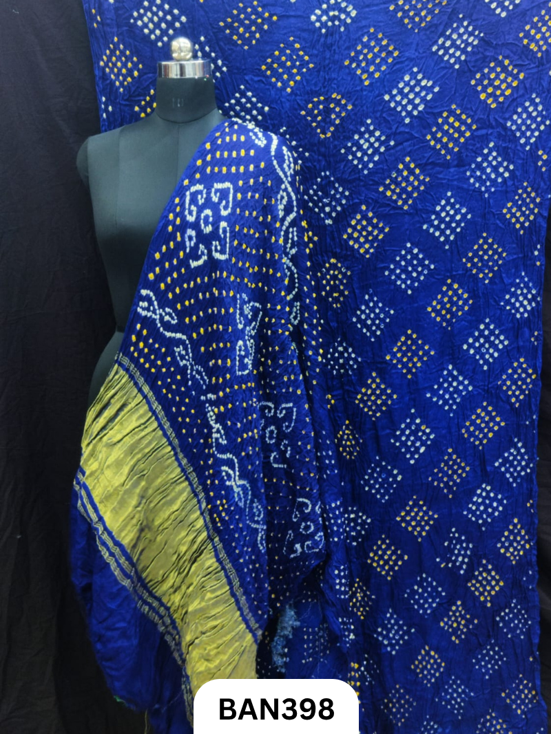Semi Gaji Silk Tissue Pallu 25 Bani Bandhej Saree