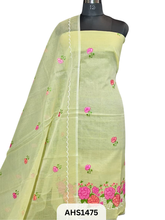 Soft Kota Embroidery Work Dress Material Top & Dupatta