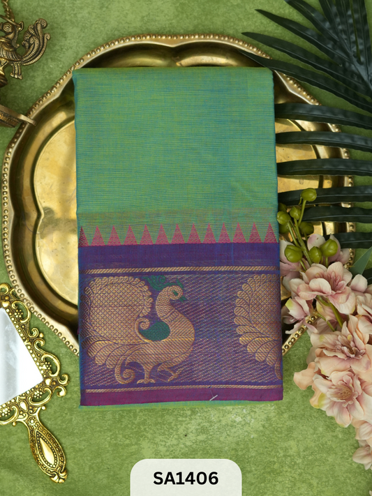 CHETTINAD COTTON SAREE | PEACOCK BORDER