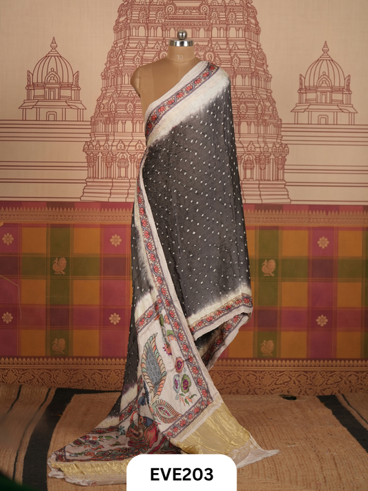 Modal Bandhini With Madhubani Fusion Saree
