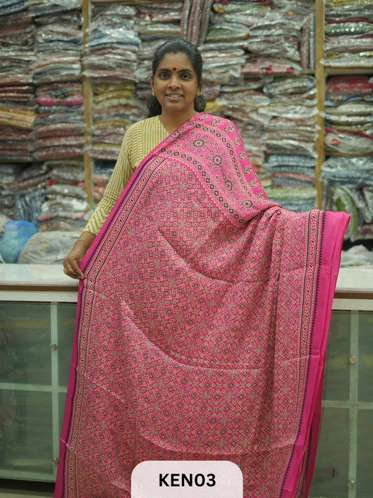 PURE MODAL AJRAKH PIGMENTED SCREENPRINT SAREE