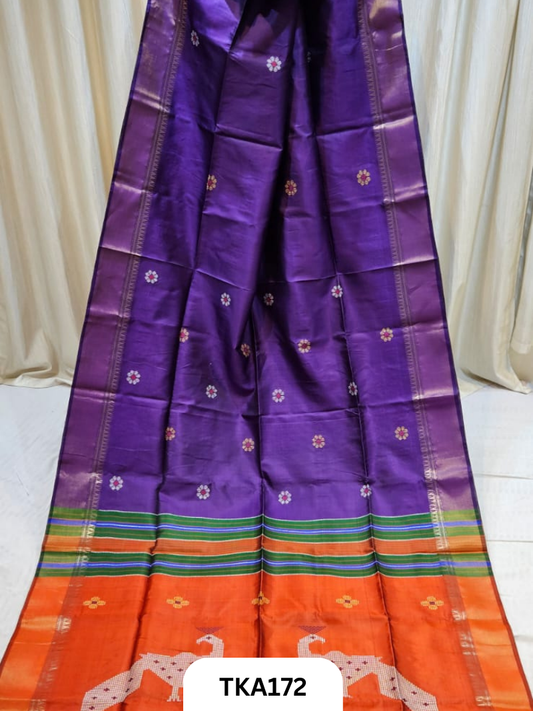 Pure Bishnupuri Katan Kalakshetra Silk – Handwoven Saree