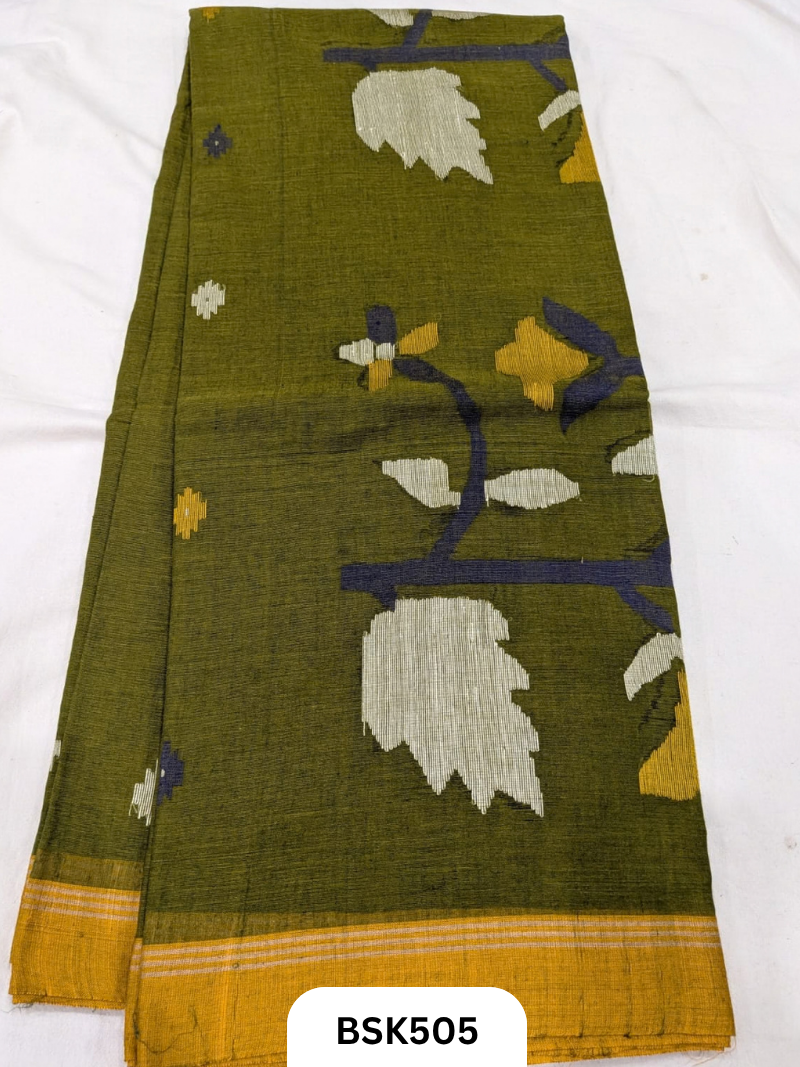 Handloom Pure Mul Cotton With Jamdhani Weave Saree