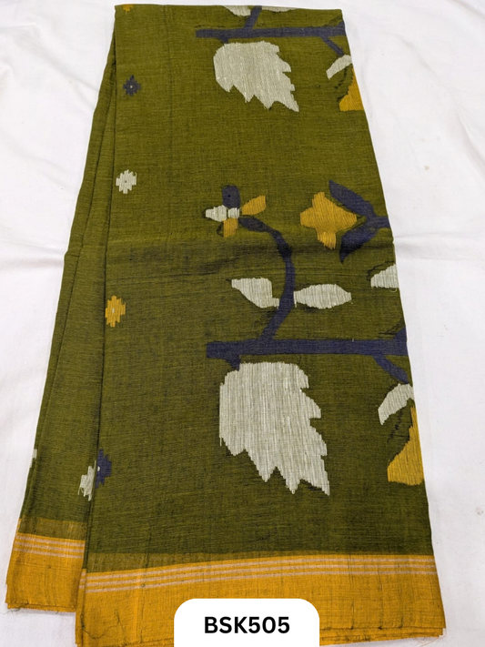 Handloom Pure Mul Cotton With Jamdhani Weave Saree