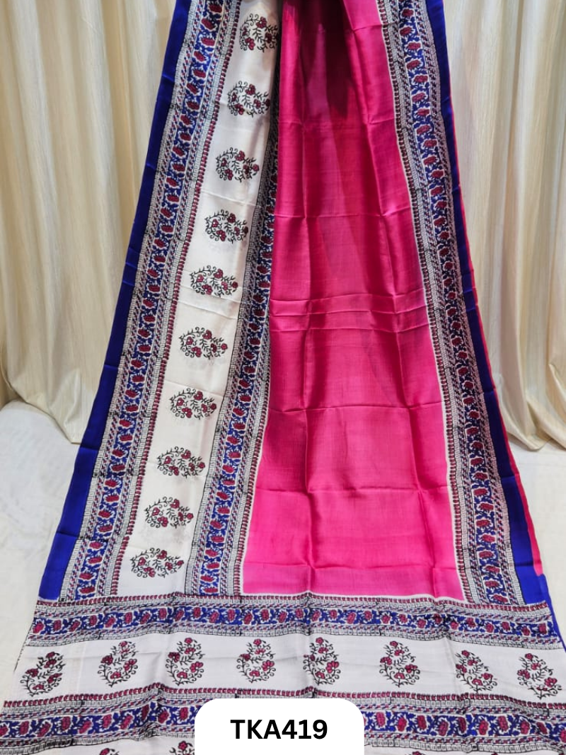 Murshidabad Silk Hand Painted Saree