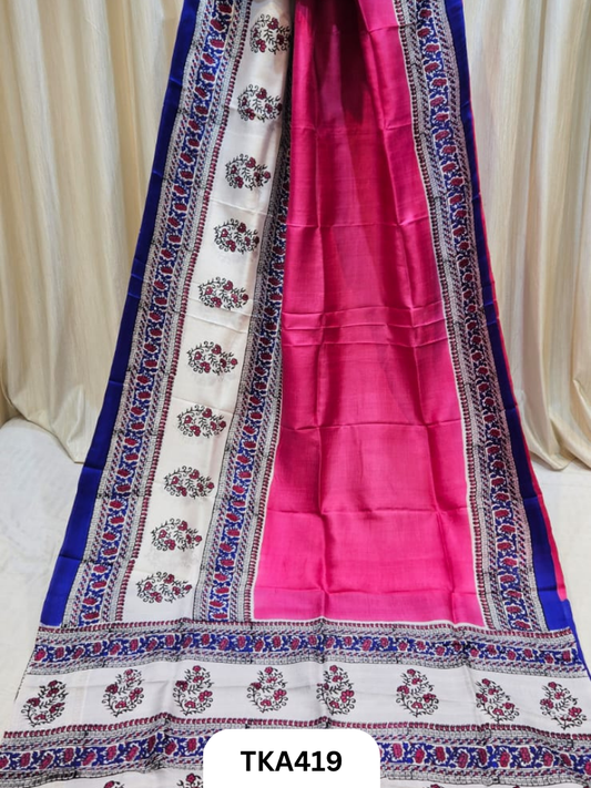Murshidabad Silk Hand Painted Saree