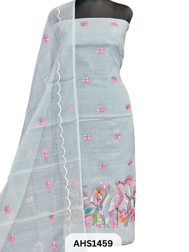 Exclusive Kota Doria Embroidery Work - Top & Dupatta 2.5 Mtr