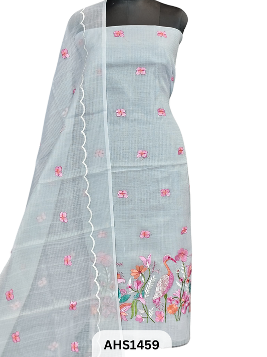 Exclusive Kota Doria Embroidery Work - Top & Dupatta 2.5 Mtr