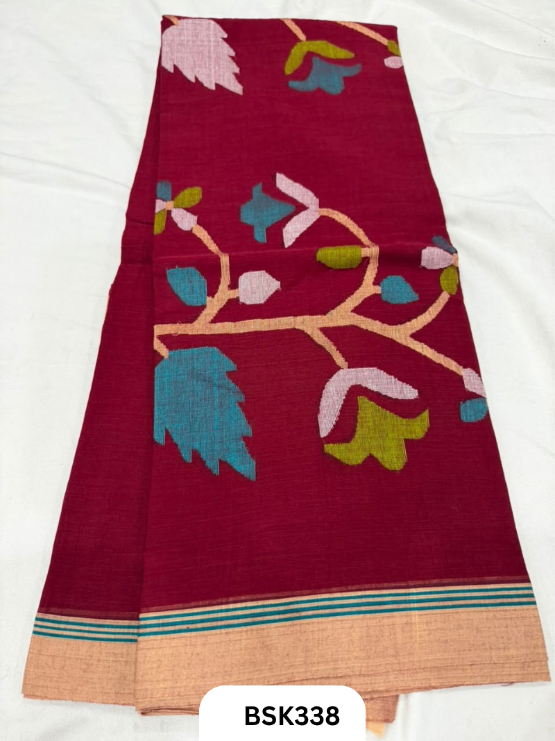 Handloom Pure Mul Cotton With Jamdhani Weave Saree