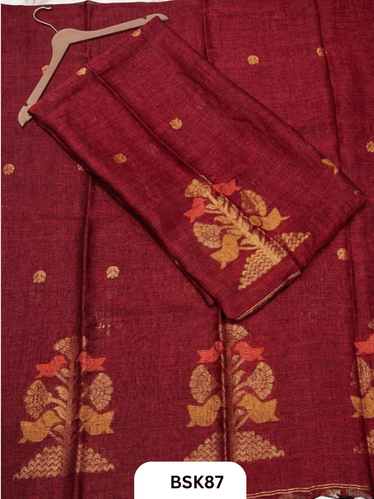 Pure Handloom Linen Salwar Suit with Jamdani and Meenakari weave  Top 2.7 mtr  Duppata Rs 2.5mtr