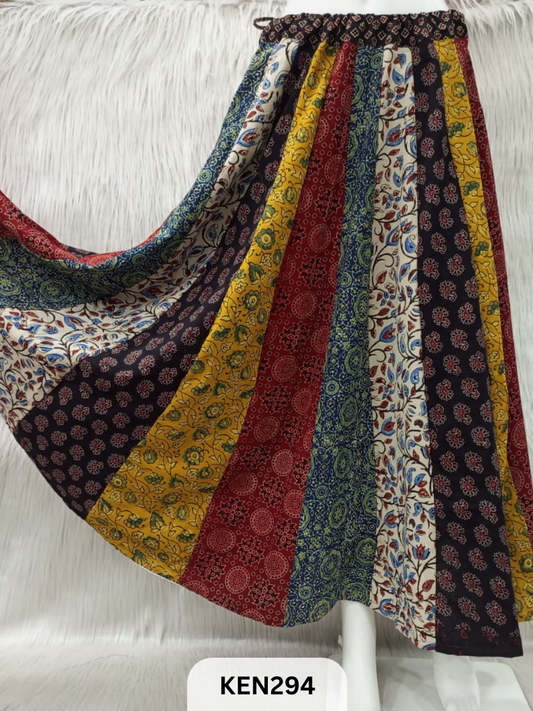 Cotton Ajrakh 5MTR Multi Kali Skirt