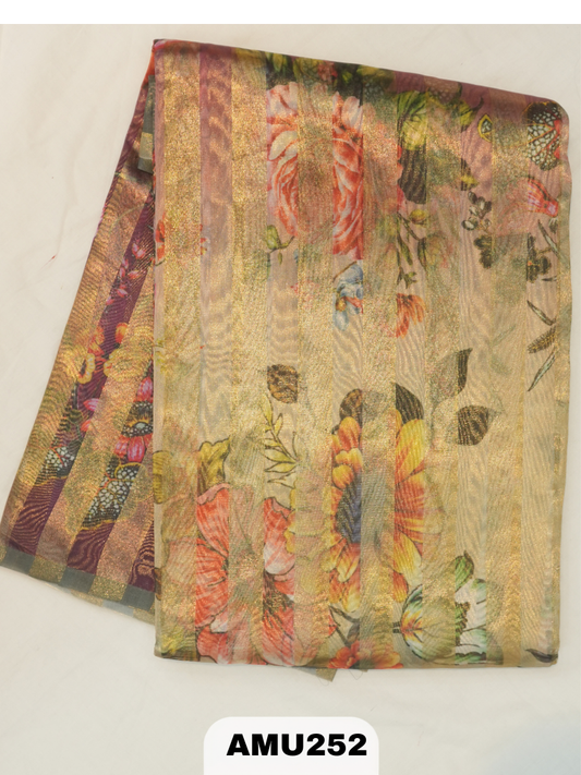 BANARAS RUSSIAN SILK SAREE WITH PRINTED