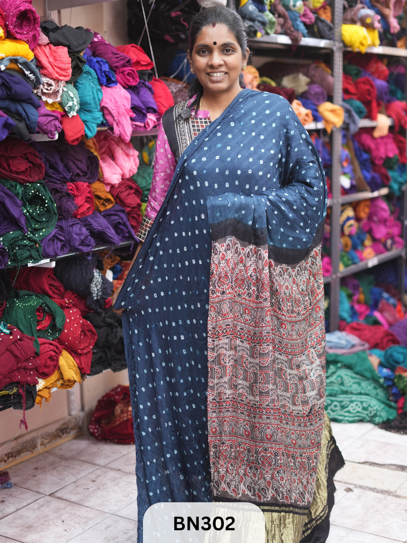 MODAL GAJI - AJRAKH BANDHINI SAREE