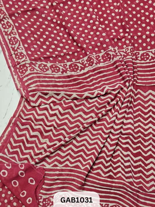 Premium Hand Block Printed Georgette Sarees with Blouse