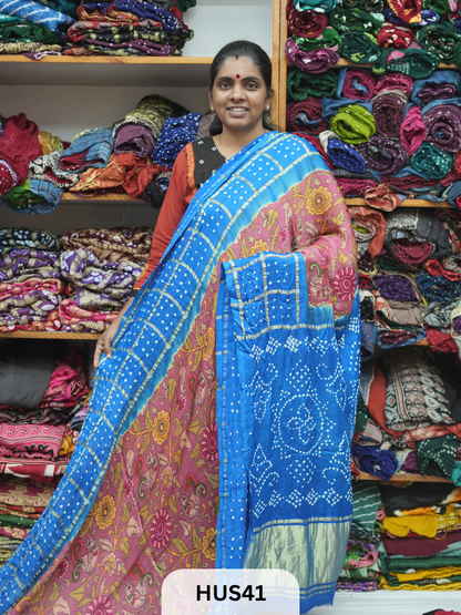 PURE MODAL WITH GHARCHOLA BORDER  - KALAMKARI DIGITAL PRINT
