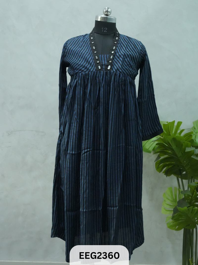 MODAL KUTCH MIRROR WORK WEAR STRIPES
