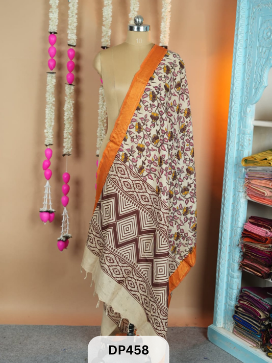 Chennuri silk dupatta with Nissam Mangalgiri border dupatta