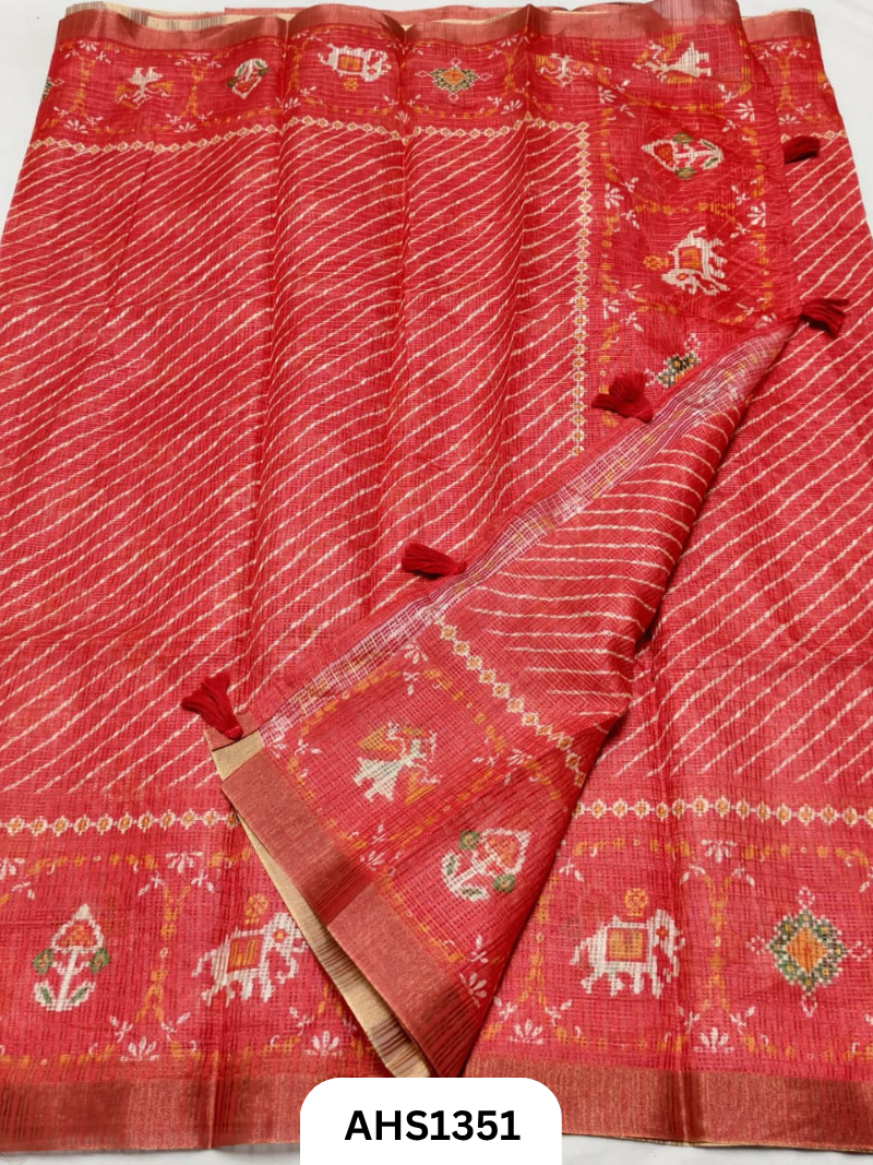 Soft Silk Kota Digital Print Saree With Blouse