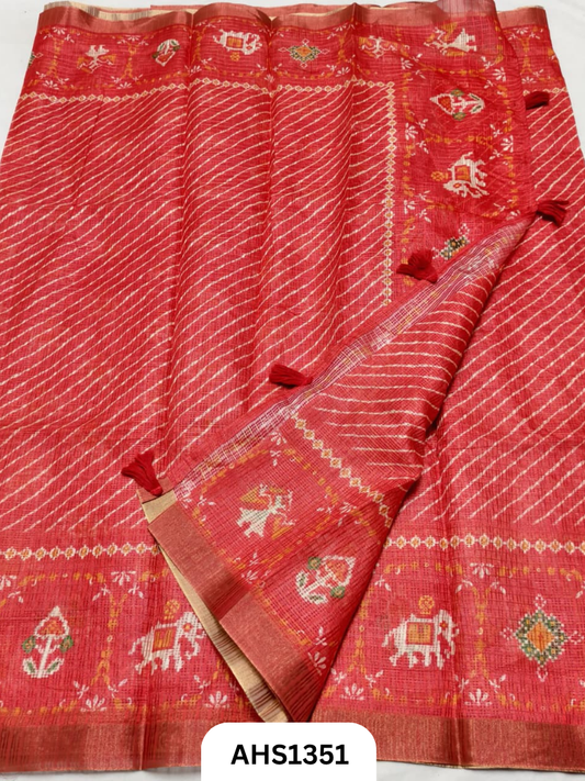 Soft Silk Kota Digital Print Saree With Blouse