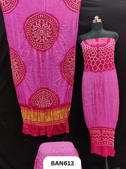 Semi Gaji Silk 3 Pcs Double Color Suit
