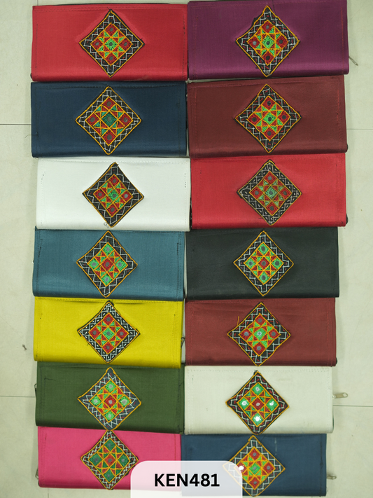MASHRU KUTCH EMBROIDERY CLUTCHS - ASORTED 5