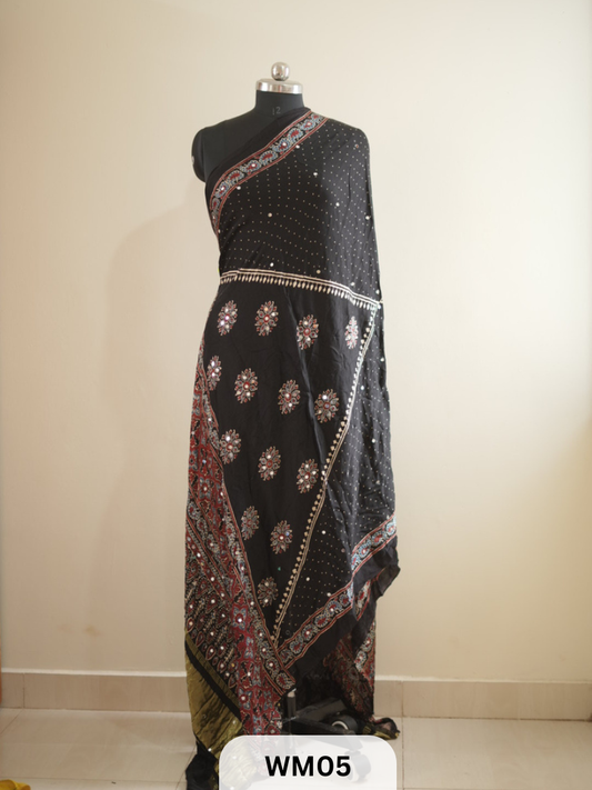 MODAL SILK WITH GLUED MIRROR LAGDI PATTA DUPPATTA