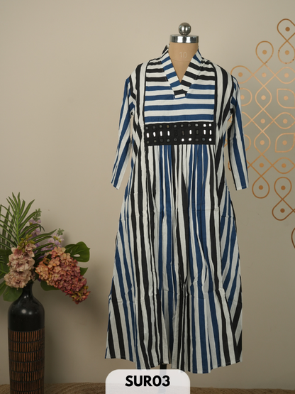 AJRAKH KUTCH EMBROIDERY COTTON KURTI
