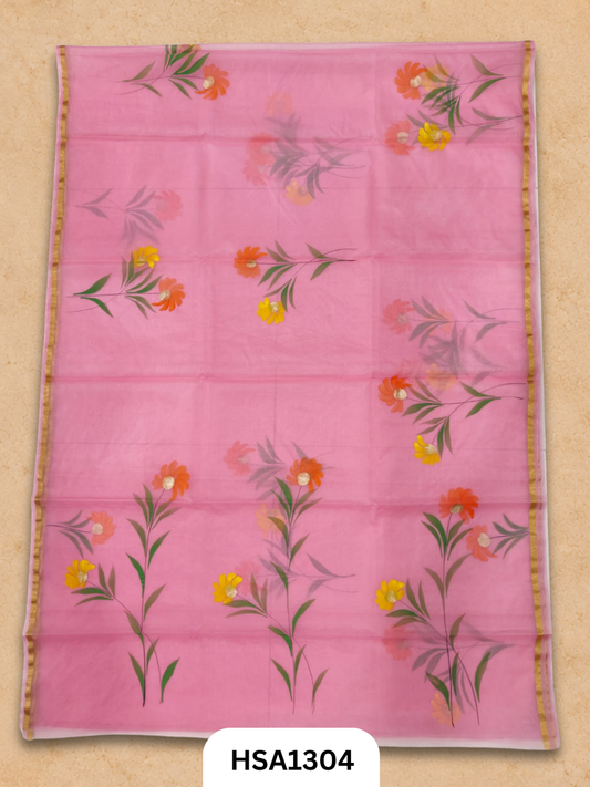 Hand painted Organza Saree with blouse