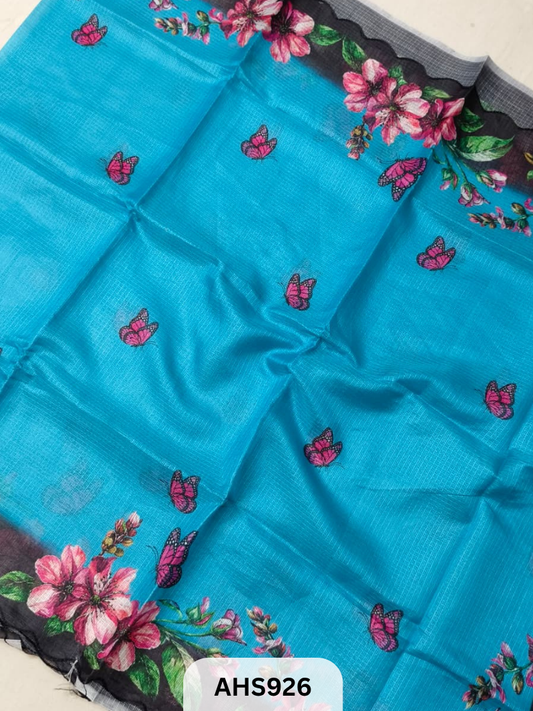 Soft Silk Kota Digital Print Saree With Blouse