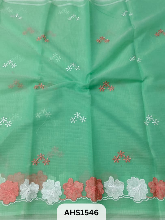 Kota Cotton Embroidery Work Saree With Blouse