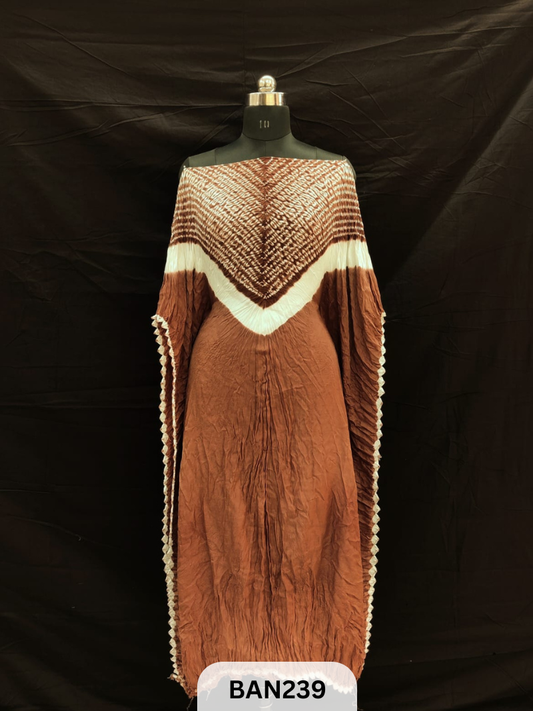 SEMI GAJI SHIBORI VIMKO PLAIN 2D EDGING UNSTITCHED KAFTAN