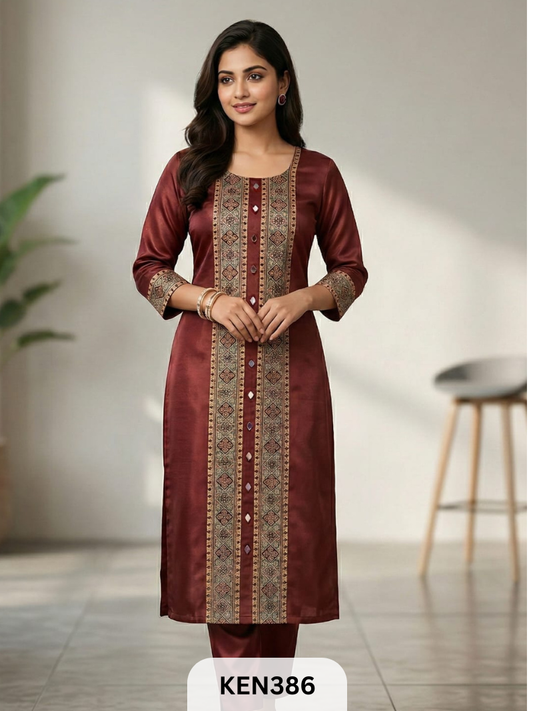MASHRU PANEL & MIRROR WORK KURTI