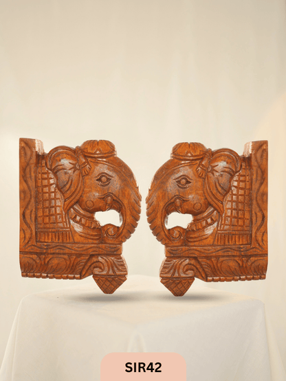WOODEN ELEPHANT HEAD WALL PANEL DECOR - Height 10" INCH, WIDTH 6"INCH