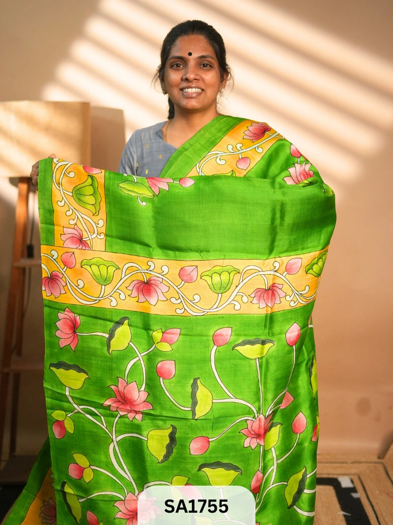 MURSHIDABAD SILK SAREE HAND PAINTED