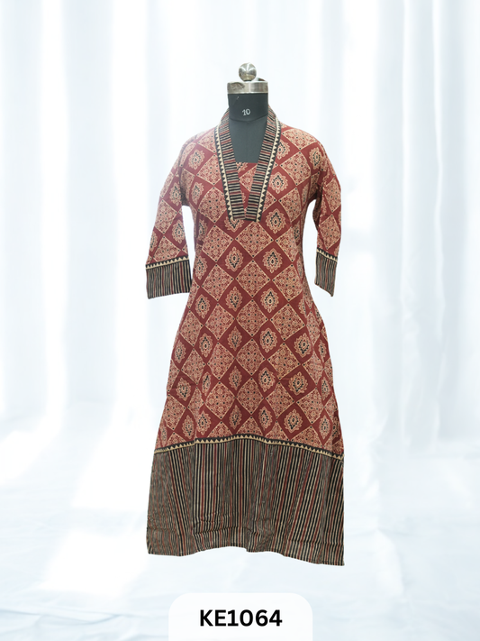 PURE VEGETABLE  PRINT COTTON KURTI - A Line
