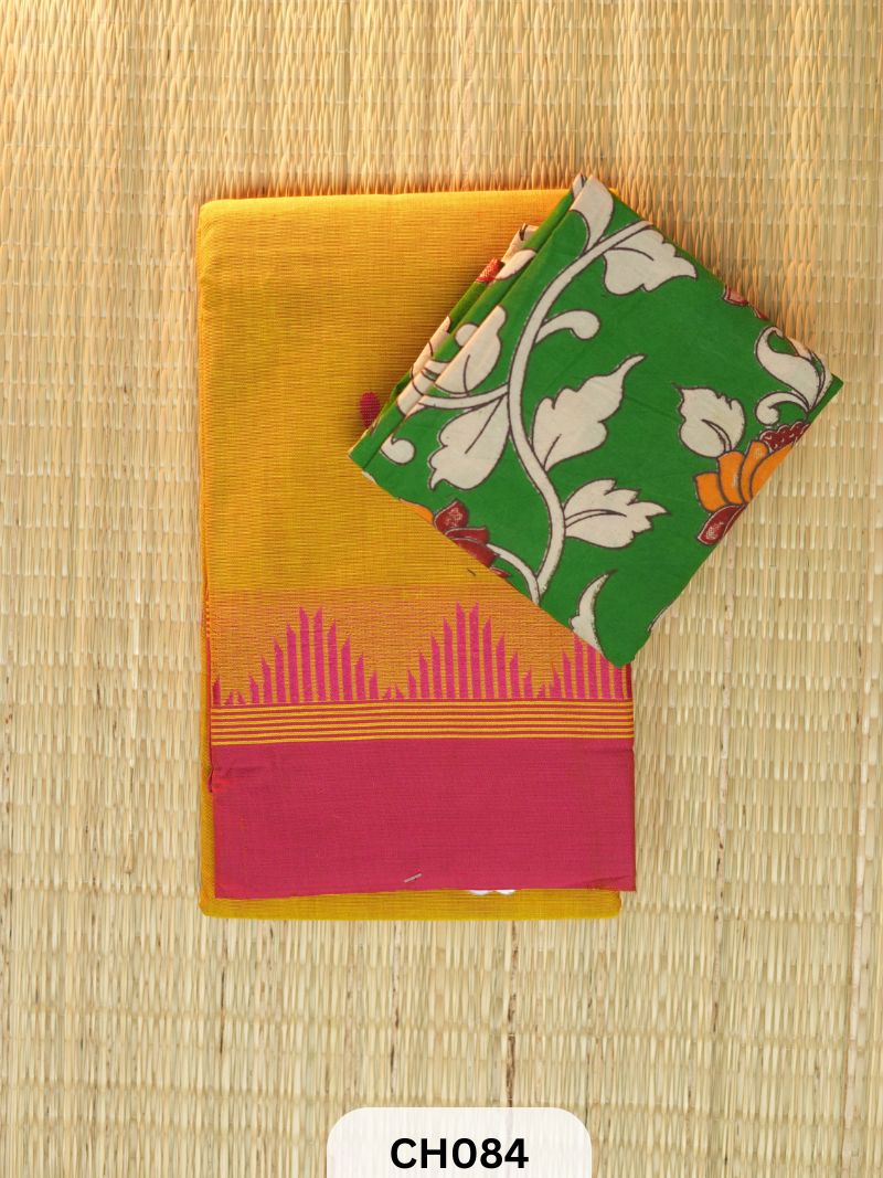 Karaikudi Special Sarees With Kalamkari Blouse
