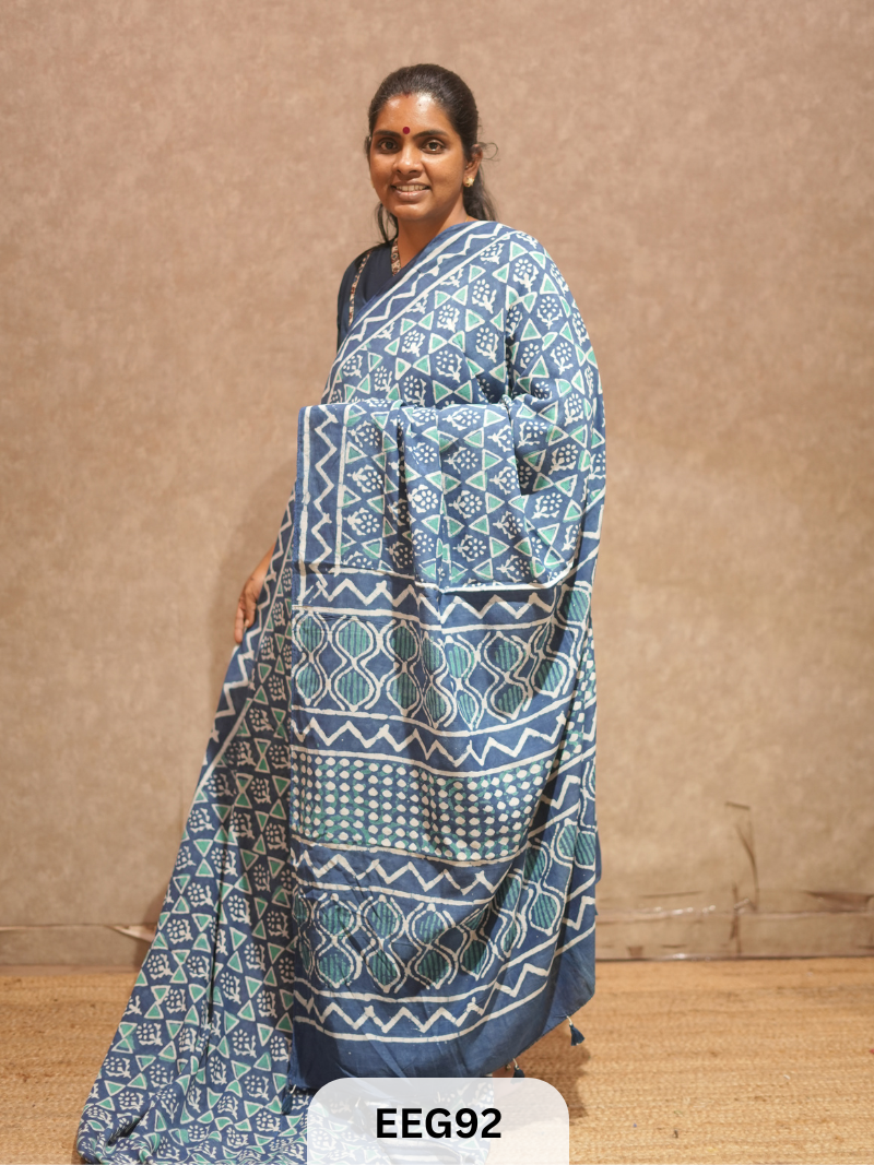 CHANDERI INDIGO SAREE