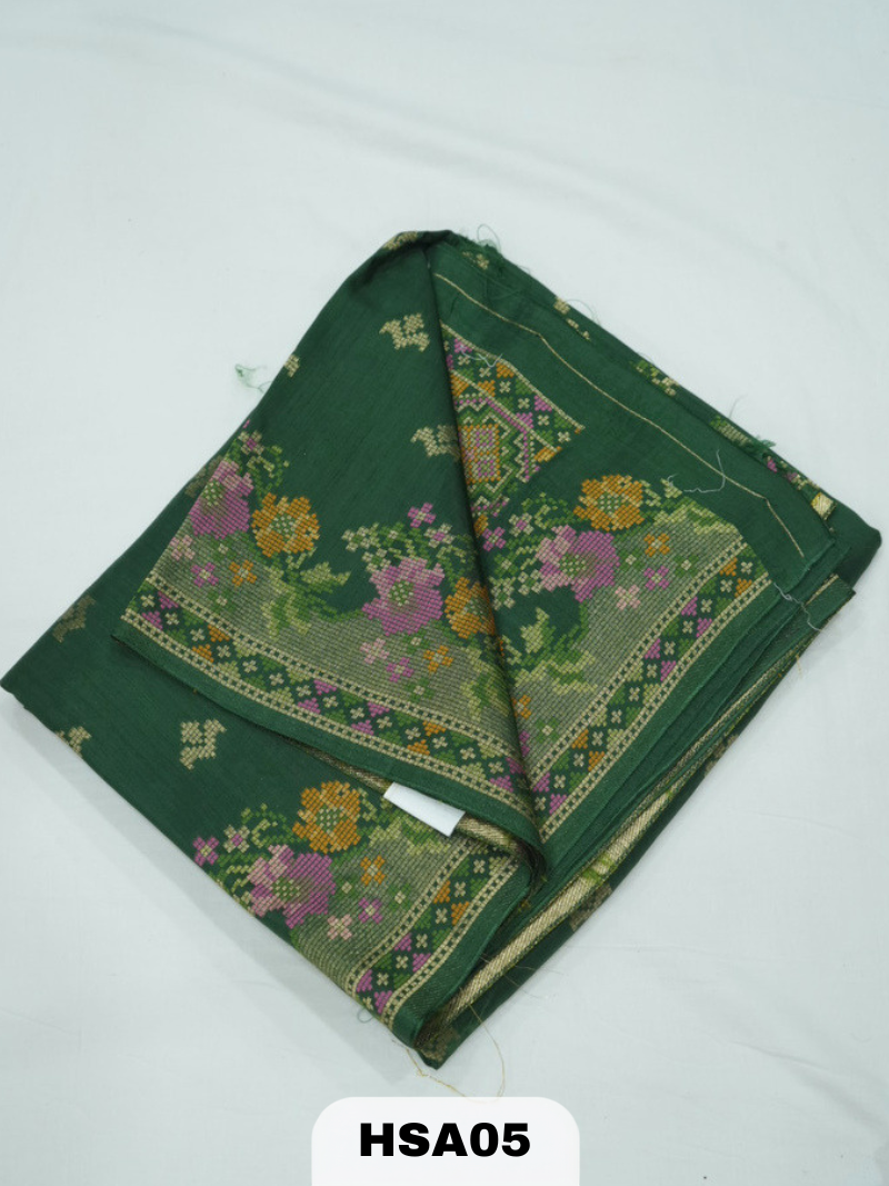 BANARAS RUSSIAN CROSS STICHED SILK SAREE