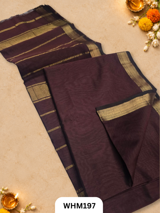 Pure Maheshwari Handloom Zari Border Plain Saree
