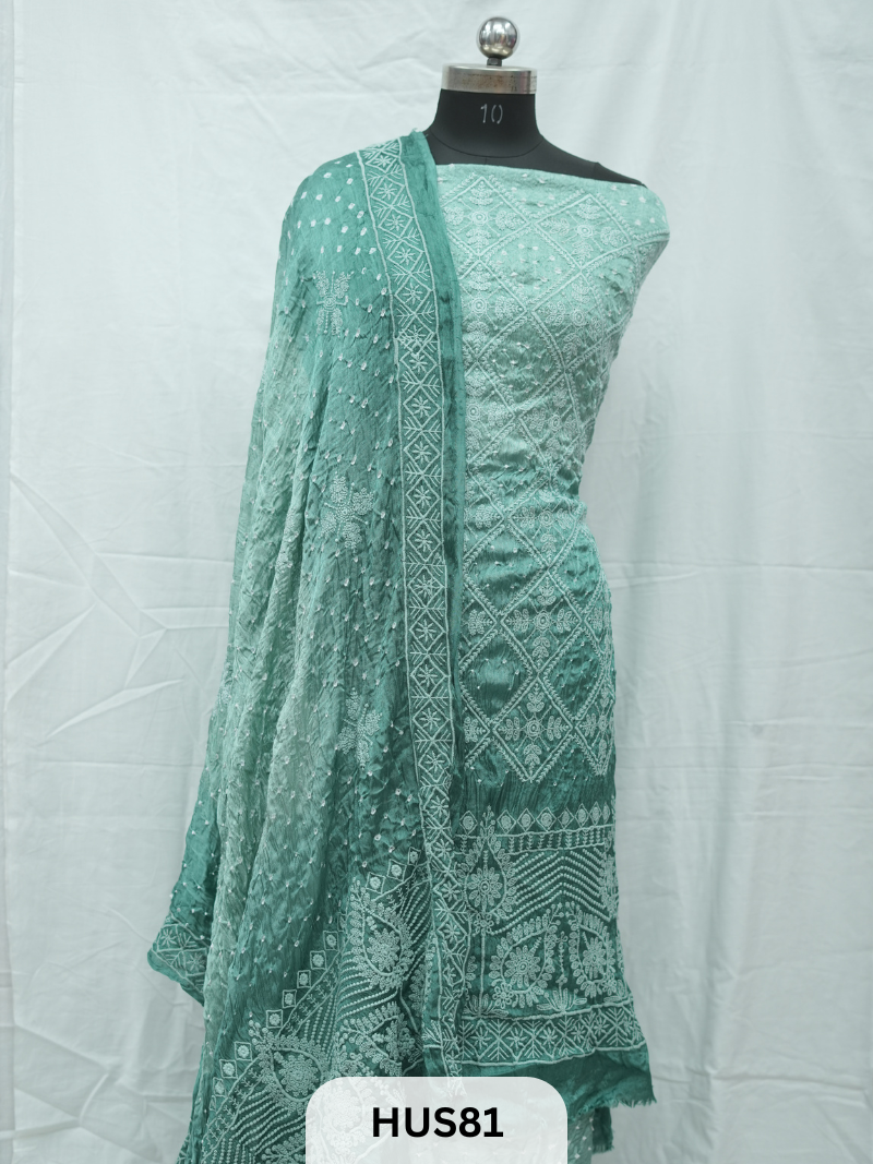 LUCKNOWI CHIKANKARI -3 PCS SALWAR SUIT - MODAL