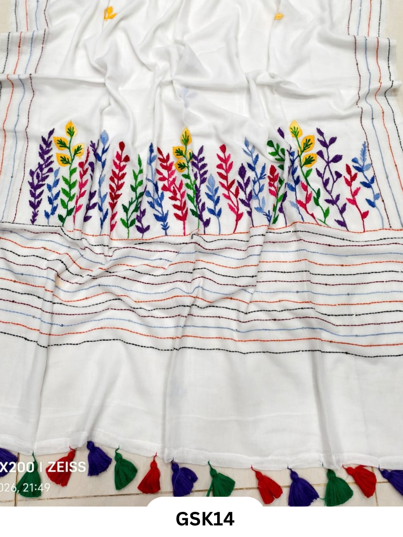 Pure Mul Cotton Saree With tassels