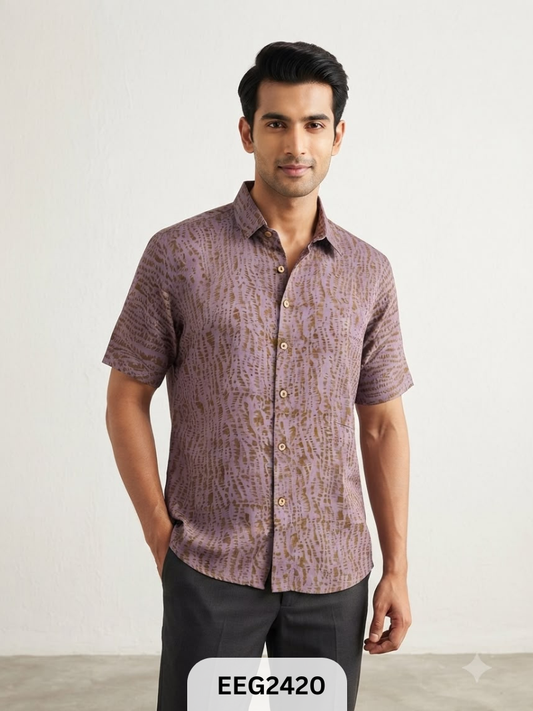 MODAL HANDBLOCK PRINT SHIRT WITH WOODEN BUTTON
