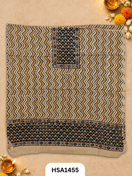 Ajrakh Hand Block Kuchh Printed Kaftan | Dress Material