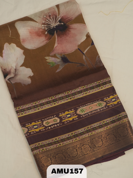BANARAS RUSSIAN SILK SAREE WITH PRINTED