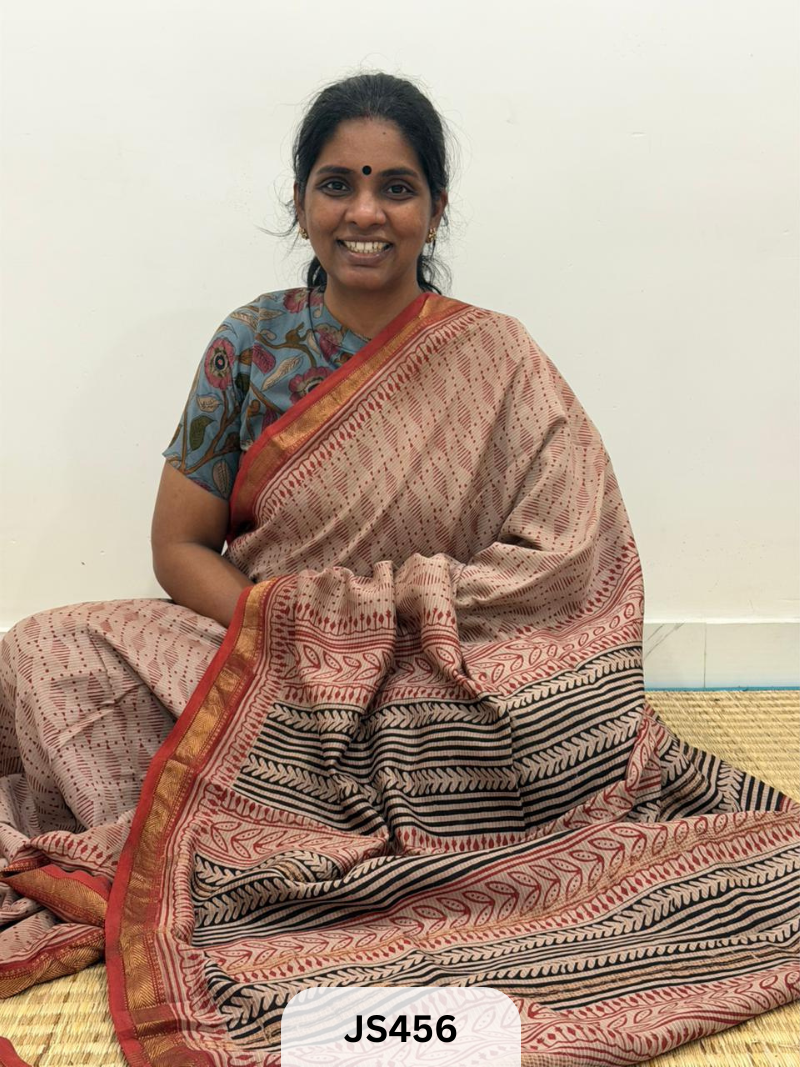KALAMKARI X MAHESHWARI FUSION SAREE