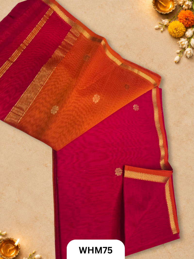 Maheshwari Handloom Small Border Butti Saree
