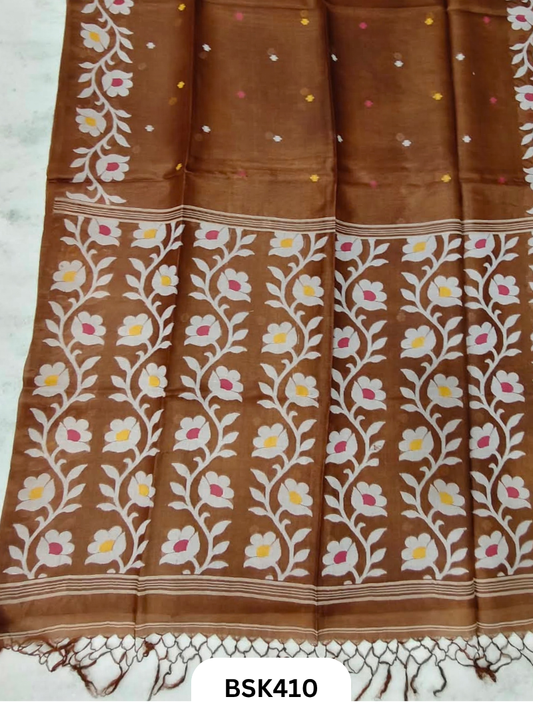 Pure Tussar Jamdani Gicha Handloom Weave