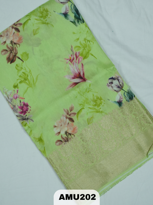 BANARAS RUSSIAN SILK SAREE WITH PRINTED