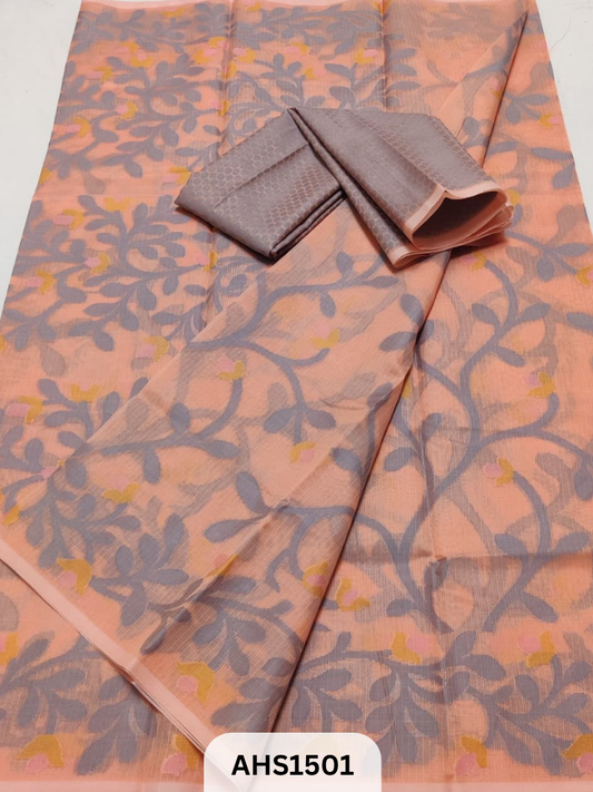 Soft Kota Cotton Jamdani Work Saree with Blouse