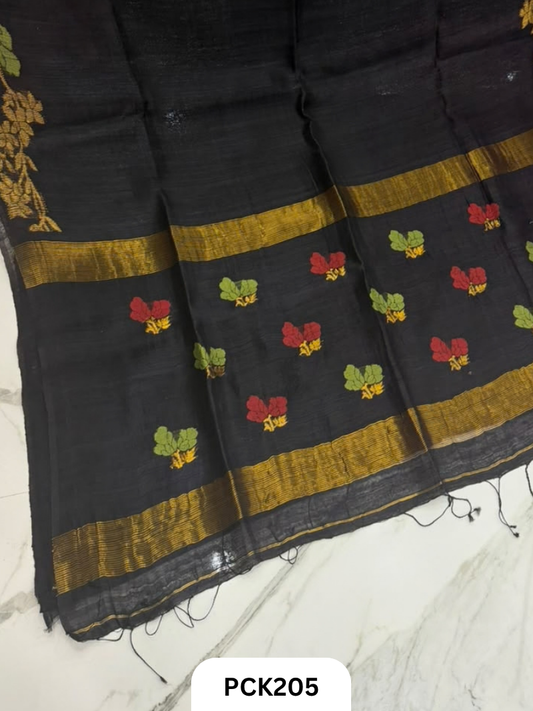 Pure Handloom Matka Handweaving Jamdani Motifs  Saree